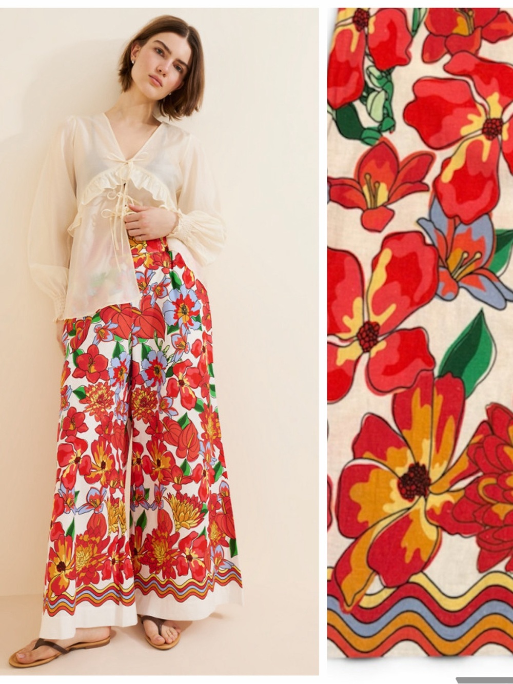 Farm Rio x Anthropologie Floral  Linen Pants Women’s M